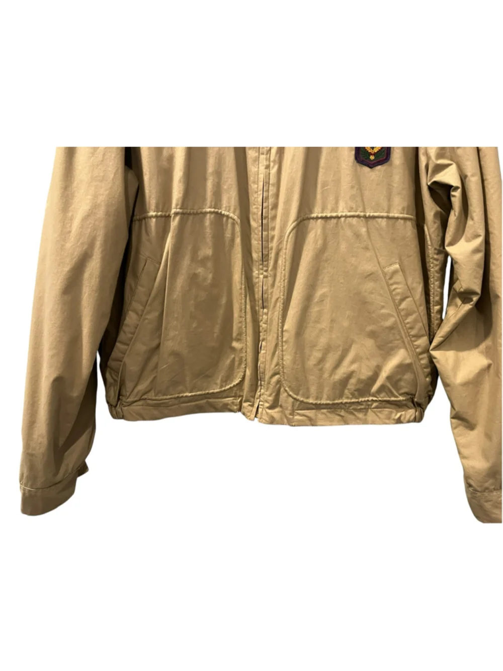 Vintage 80s Polo Ralph Lauren Uni Crest Harrington Drizzler Jacket Khaki Red L